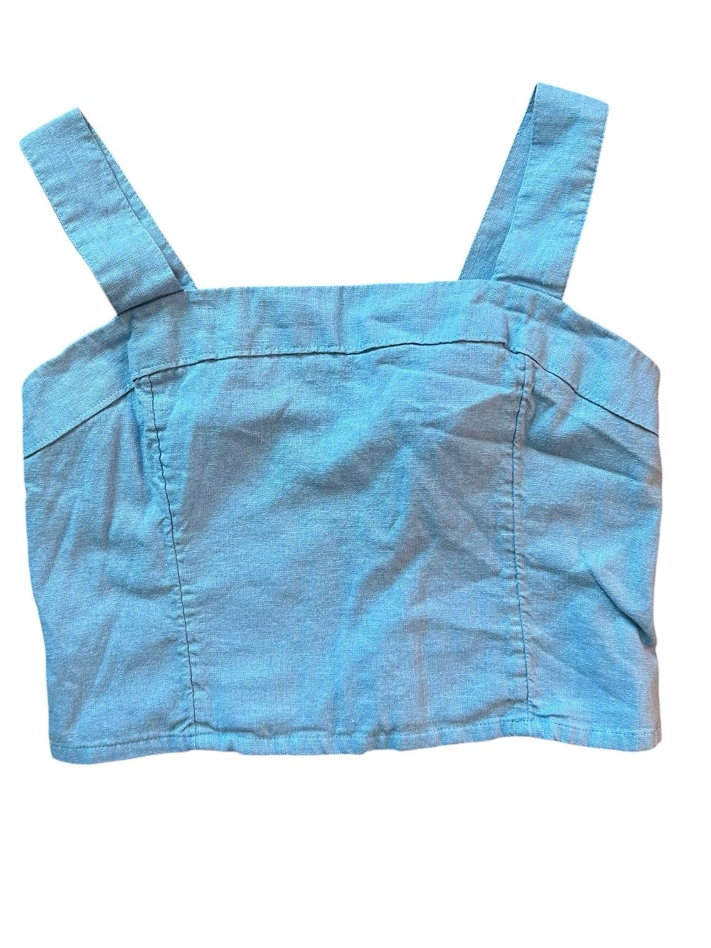 Abercrombie & Fitch Women’s Large Linen Blend Blue Crop Top Tank